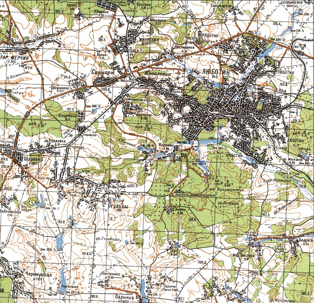 карта Генерального штаба 1991 года город Люботин